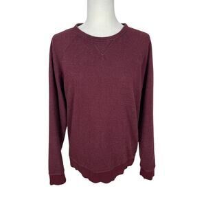 Pact Organic Raglan Crewneck French Terry Sweatshirt Maroon Men's Sz Med Classic